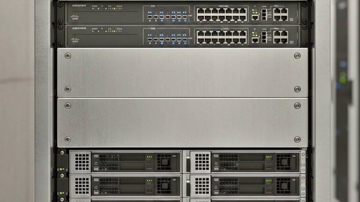 Blanking panels in data cabinet