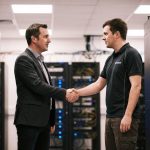 Shaking hands with data center client