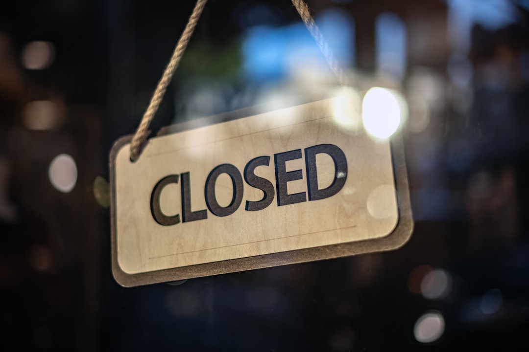 Closed sign on business Closed sign on business